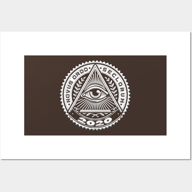 Novus Ordo Seclorum 2020 Seal with Pyramid and All Seeing Eye, NWO New World Order Wall Art by hclara23